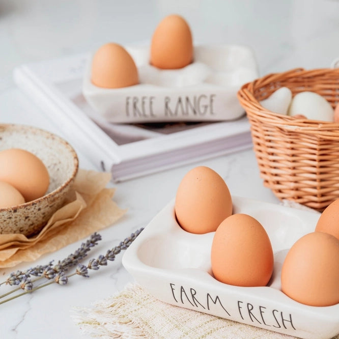 Rae Dunn Artisan Eierablage-Set | Farm Fresh Free Range