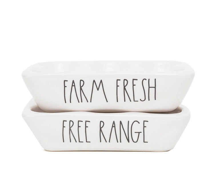 Rae Dunn Artisan Egg Tray Set | Farm Fresh Free Range