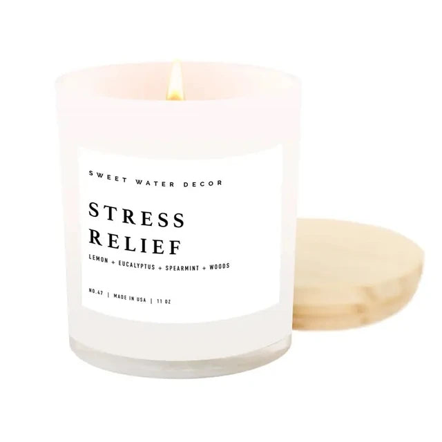 Stress Relief Soja-Kerze, weißes Glas
